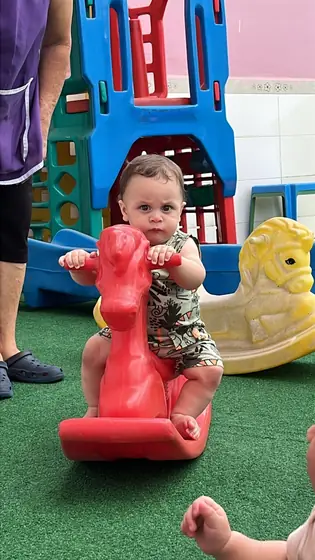 Cavalinho de mola na área dos brinquedos