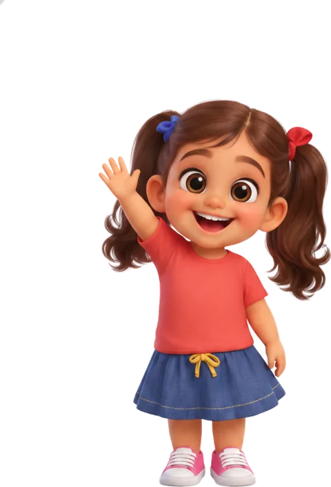 Mascote menina da Turminha da Piquitita acenando
