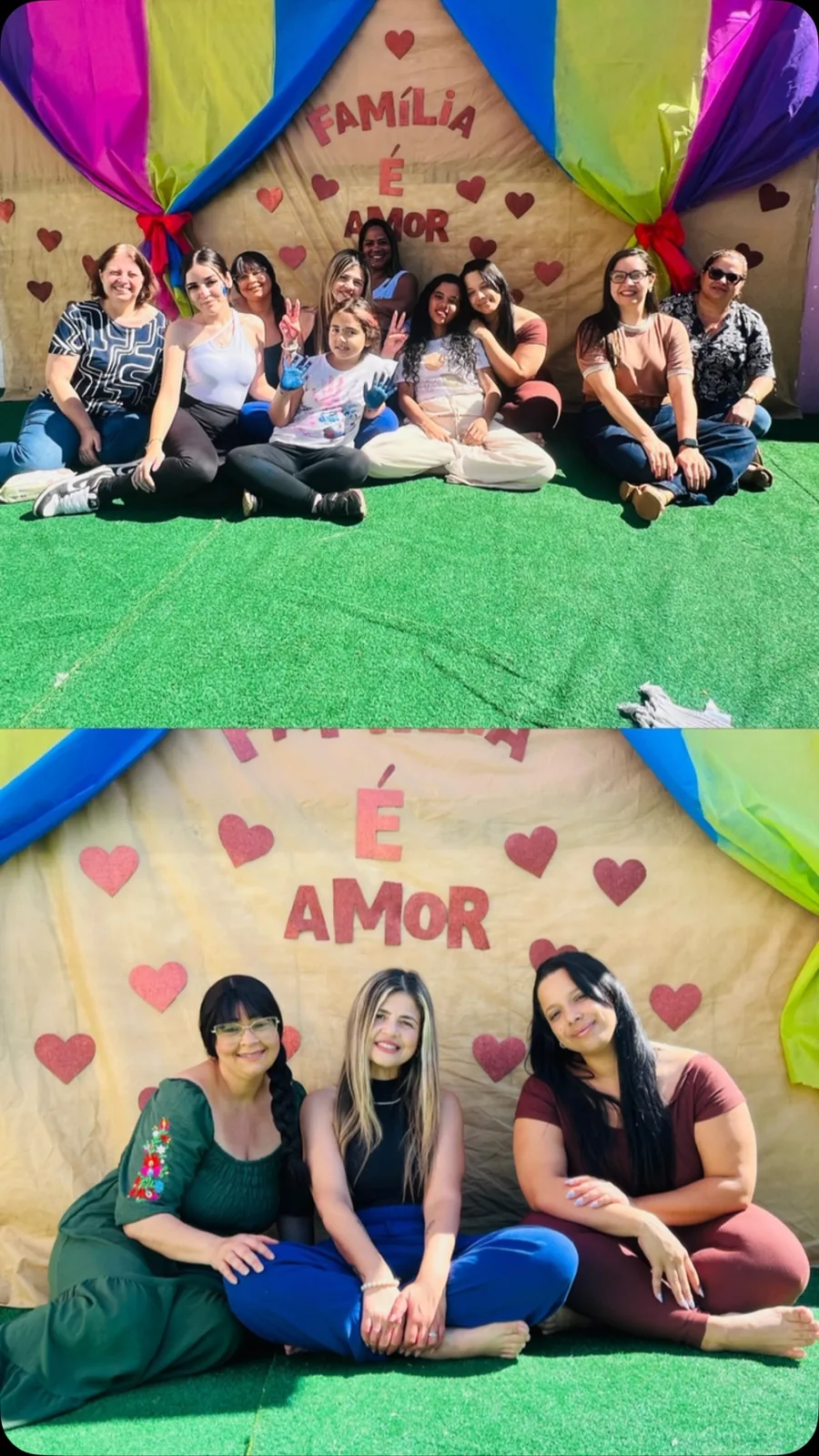 Equipe da escola reunida na comemoração do Dia da Família